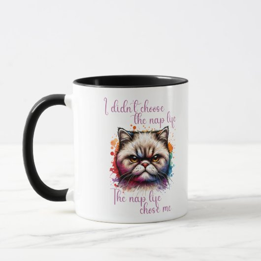 Mug Grumpy Chat "Nap Life" Drôle Conception de devis (Gauche)