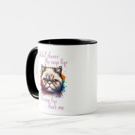 Mug Grumpy Chat "Nap Life" Drôle Conception de devis (Devant gauche)