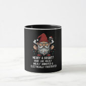 Mug Grumpy Christmas Gnome Tangled Lights Black Cat  (Centre)