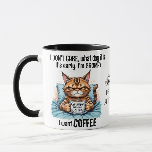 Mug Grumpy Funny Chat Boire Citation De Café (Gauche)
