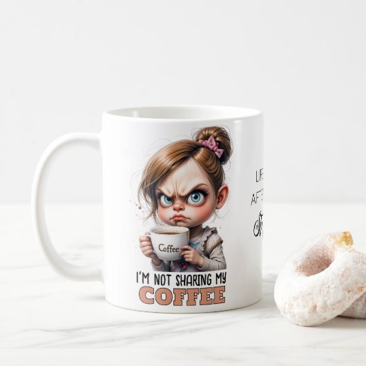 Mug Grumpy mignonne fille boire du café citation amusa (Avec donut)