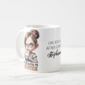 Mug Grumpy mignonne fille boire du café citation amusa (Devant gauche)