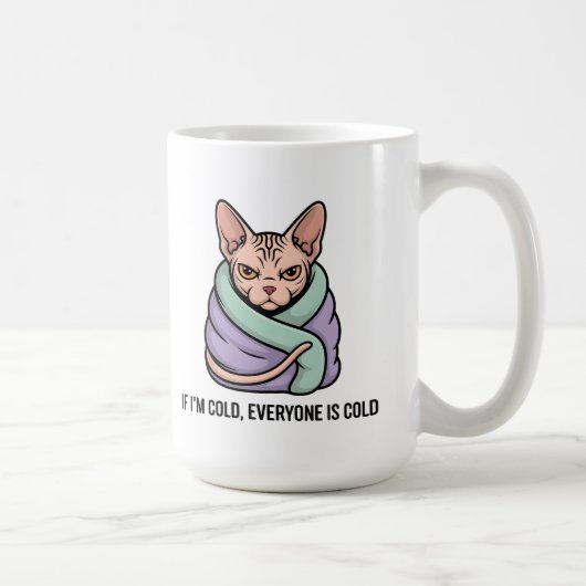 Mug Grumpy Sphynx Cat Cold Humor Cartoon Art (Droite)