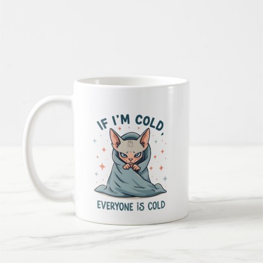 Mug Grumpy Sphynx Cat Cold Humor Cartoon Design (Gauche)