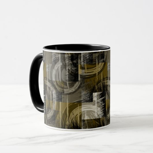 Mug Grunge abstrait, marron monochrome (Devant gauche)