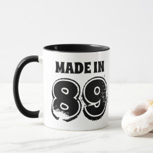 Mug Grunge Birthday Fabriqué en 89 Typographie Noir
