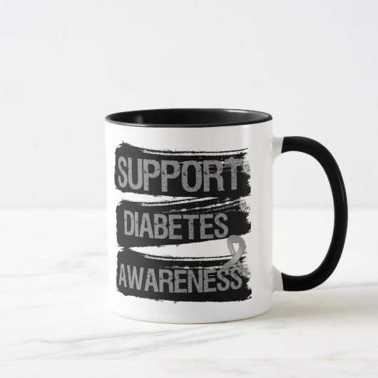 Mug Grunge de conscience de diabète de soutien (Droite)