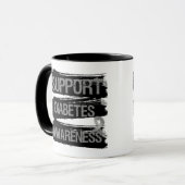 Mug Grunge de conscience de diabète de soutien (Devant gauche)