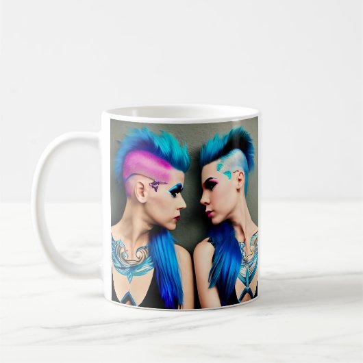Mug Grunge Goth Amour lesbien | Couple AI Art (Gauche)