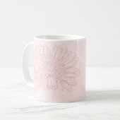 Mug Grunge Rose Pâle avec Nom et Chrysanthèmes (Devant gauche)
