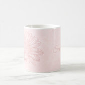 Mug Grunge Rose Pâle avec Nom et Chrysanthèmes (Centre)