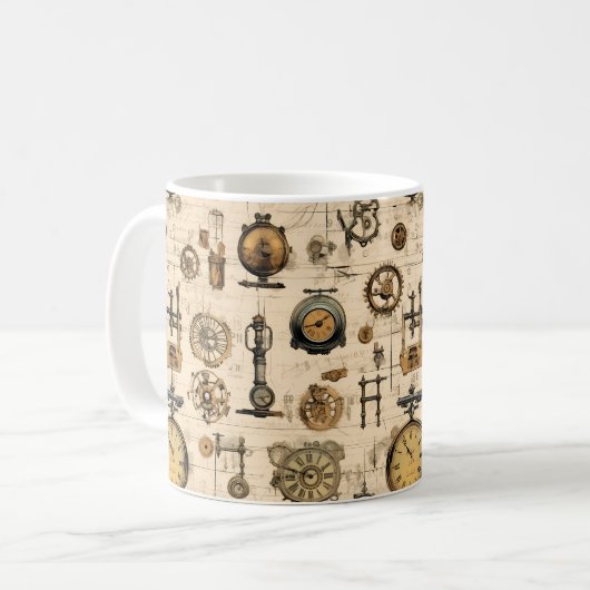 Mug Grunge Rustic Steampunk Horloge (13) (Devant gauche)