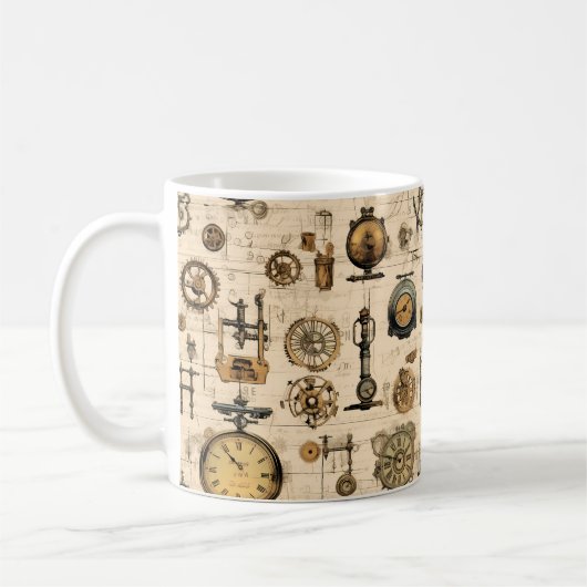 Mug Grunge Rustic Steampunk Horloge (13) (Gauche)
