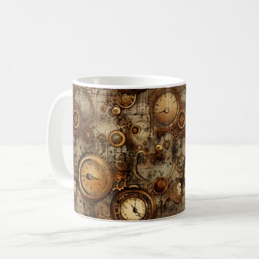 Mug Grunge Rustic Steampunk Horloge (3) (Devant gauche)