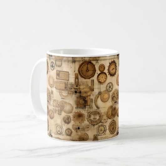Mug Grunge Rustic Steampunk Horloge (4) (Devant gauche)