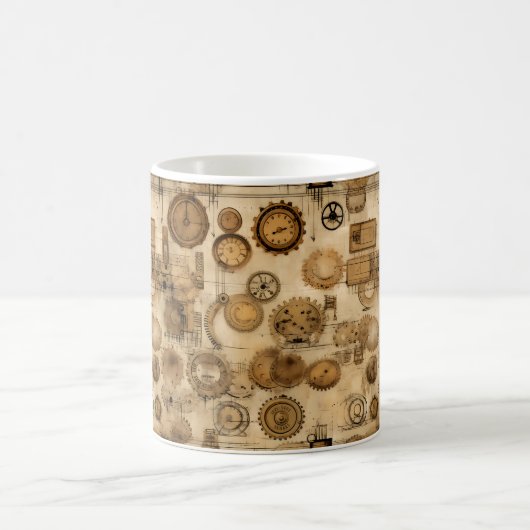 Mug Grunge Rustic Steampunk Horloge (4) (Centre)
