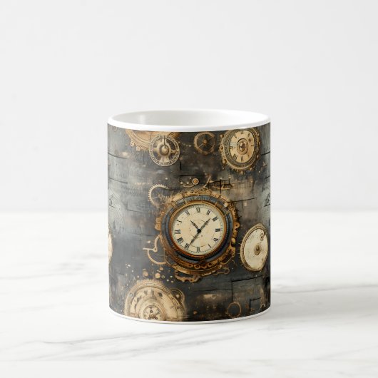 Mug Grunge Rustic Steampunk Horloge (8) (Centre)