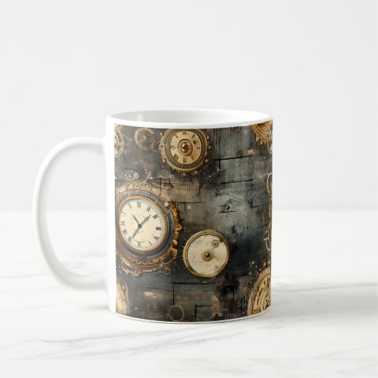 Mug Grunge Rustic Steampunk Horloge (8) (Gauche)