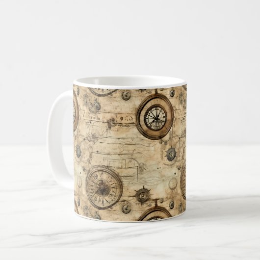 Mug Grunge Rustic Steampunk Horloge (9) (Devant gauche)