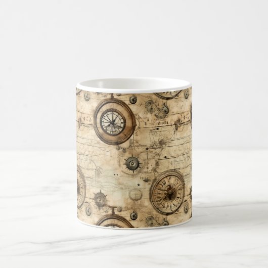 Mug Grunge Rustic Steampunk Horloge (9) (Centre)