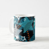 Mug Grunge star motif, design pour enfants ludique. (Devant gauche)