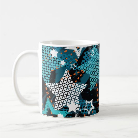 Mug Grunge star motif, design pour enfants ludique. (Gauche)