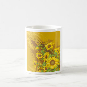 Mug Grunge Tournesol Art Bold Rustique Jaune Floral