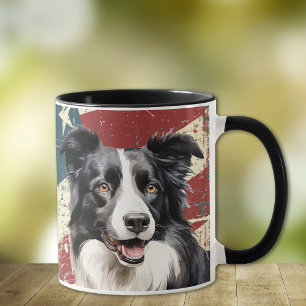 Mug Grunge USA Drapeau Frontière Collie Chien