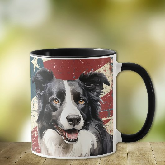 Mug Grunge USA Drapeau Frontière Collie Chien