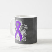 Mug Grunge Violet Ribbon Ailes, lymphome de Hodgkin (Devant gauche)
