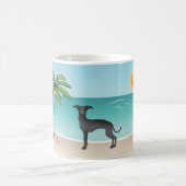 Mug Gryhound Italien Noir À La Plage D'Été Tropicale (Centre)