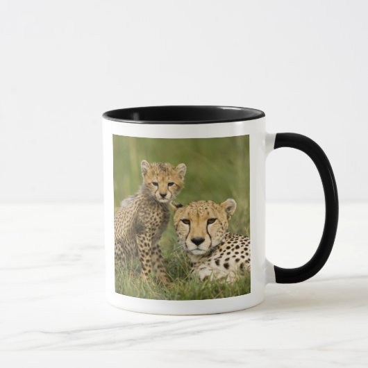 Mug Guépard, Acinonyx jubatus, avec un petit (Droite)