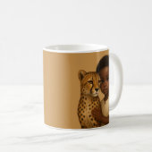 Mug Guépard et garçon : lien du sauvage et de l'innoce (Devant droit)