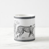 Mug Guépards sur le cuir gris de Faux (Centre)