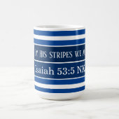 Mug Guérir la Bible Verse Marine Bleu Barré initial (Centre)