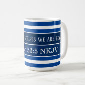 Mug Guérir la Bible Verse Marine Bleu Barré initial (Devant droit)