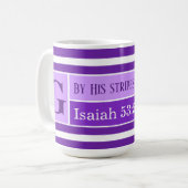 Mug Guérison Bible Verse Purple Stripé Initial (Devant gauche)