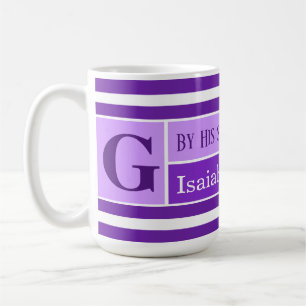 Mug Guérison Bible Verse Purple Stripé Initial