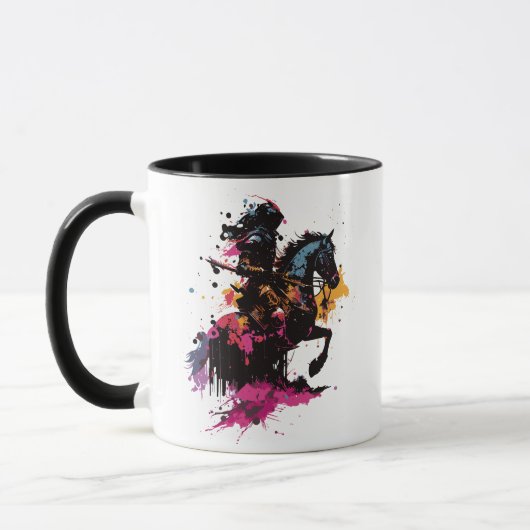 Mug Guerrier équitation cheval en aquarelle (Gauche)