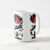 Mug Guerrier samouraï et combat de dragon (Devant droit)
