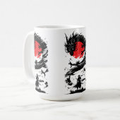 Mug Guerrier samouraï et combat de dragon (Devant gauche)