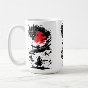 Mug Guerrier samouraï et combat de dragon