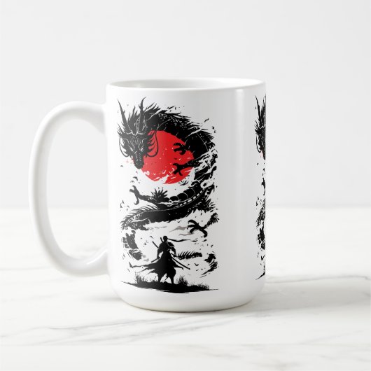 Mug Guerrier samouraï et combat de dragon (Gauche)