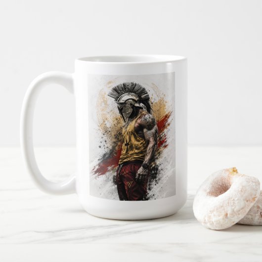Mug Guerrier spartiate moderne – Force antique moderne (Avec donut)
