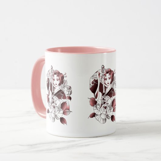 Mug Guerrière samouraï féminine (Devant gauche)