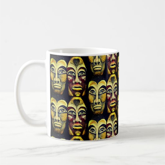 Mug Guerriers mayas - surréalisme peint design (Gauche)