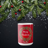 Mug Guichet de Noël rouge personnalisé et couronne de