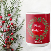 Mug Guichet de Noël rouge personnalisé et couronne de