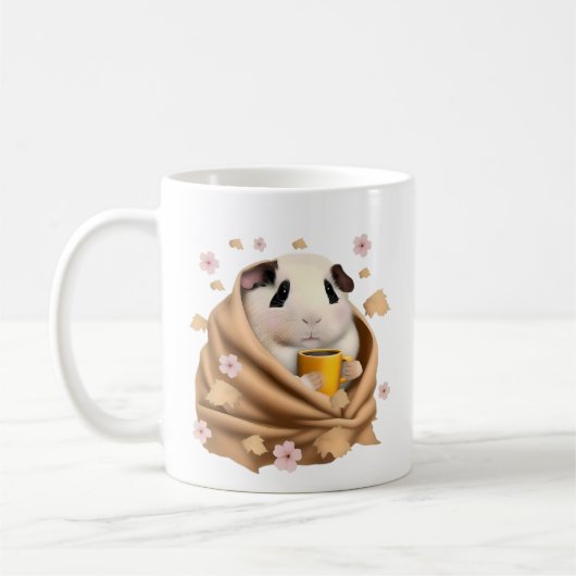 Mug Guinea Pig In A Blanket, Autumn, Fall Guinea Pig  (Gauche)