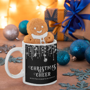 Mug Guirlande de lumières noires fête de Noël